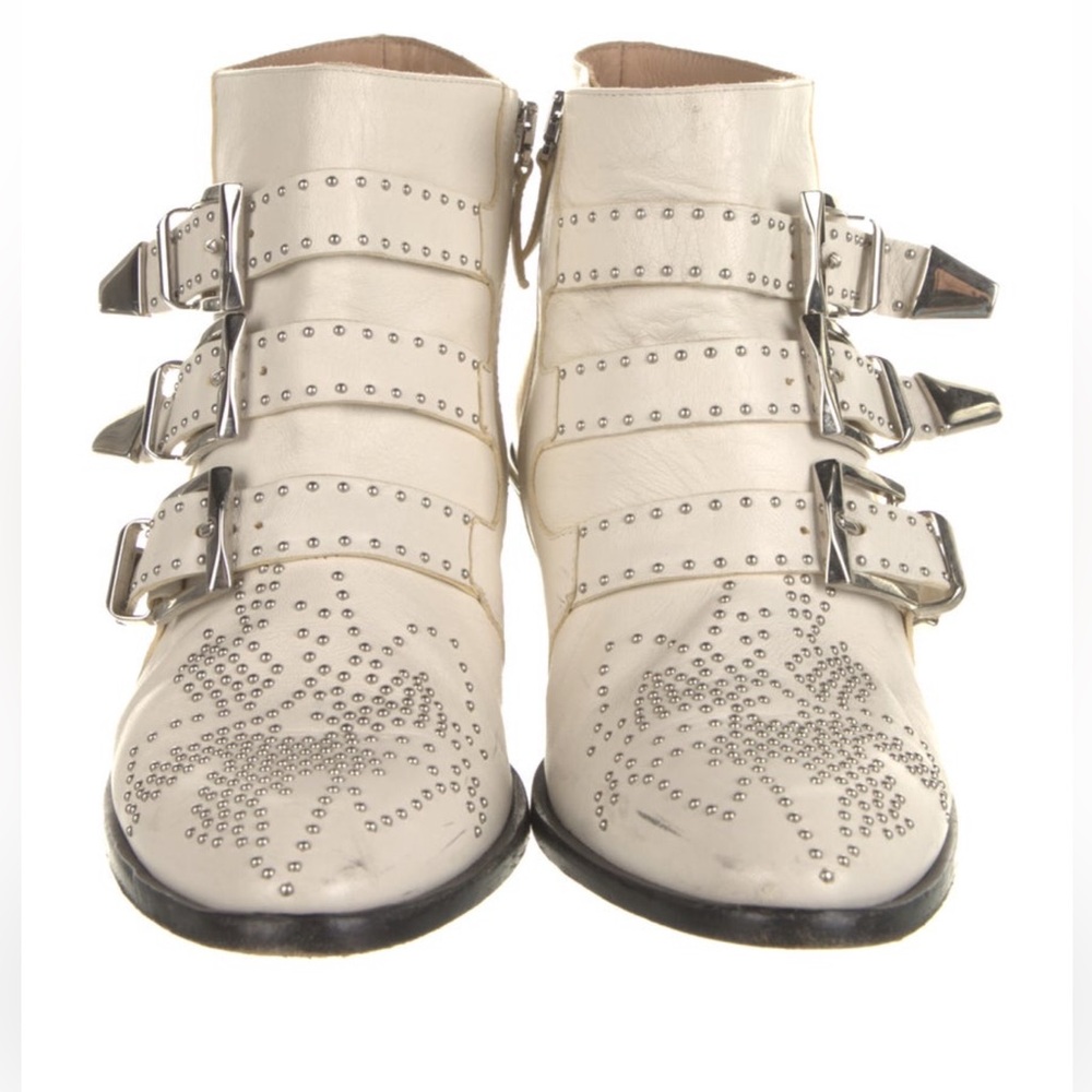 Chloé Leather Studded Accents Moto Boots